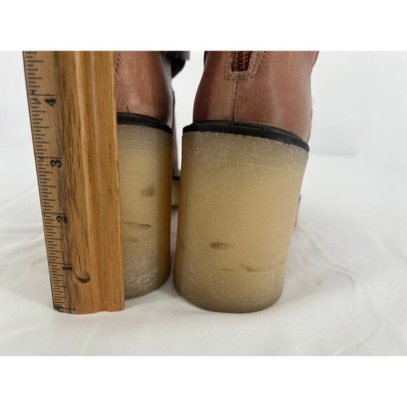 Free People Jesse Cutout Ankle Boots Womens Size 8.5 39 English Tan Strappy Zip - Picture 6 of 9